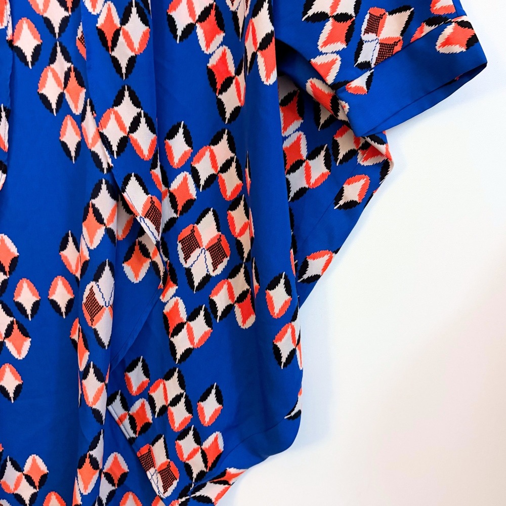Gianni Bini Womens Geometric Ikat Open Front Kimono Cardigan Oversized M Blue - Picture 5 of 10